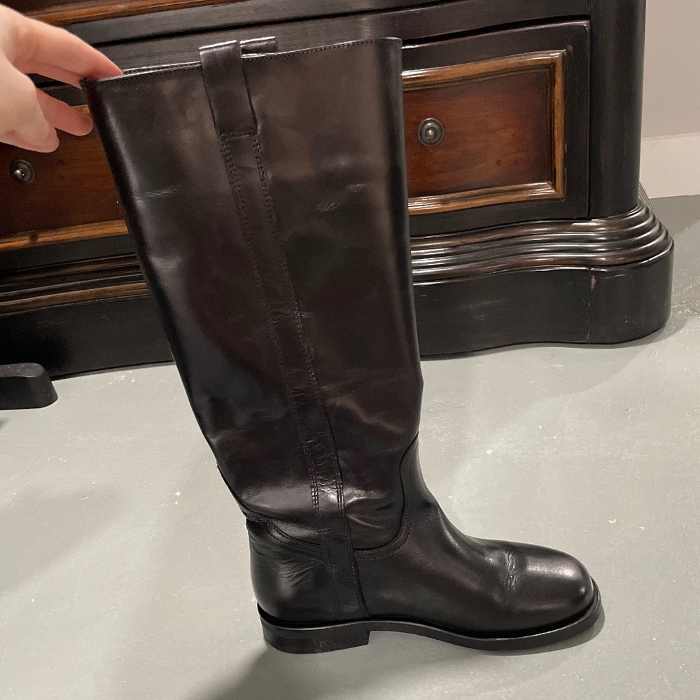 Mango black leather knee high boots eur: 37 size:6.5